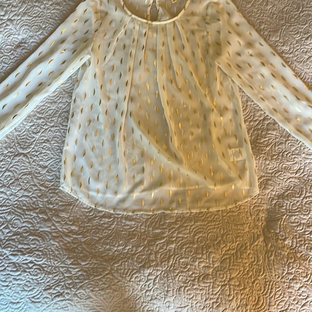 Chic Sheer White and Gold Women's Blouse